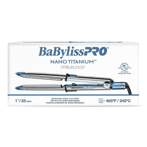 BABYLISS PRO Nano Titanium Optima 3100 Stainless Steel Straightening 1" Flat Iron with Plates
